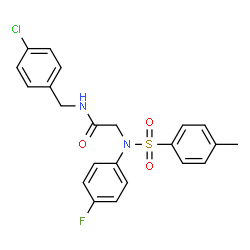 ChemSpider 2D Image | N-(4-Chlorobenzyl)-N~2~-(4-fluorophenyl)-N~2~-[(4-methylphenyl)sulfonyl]glycinamide | C22H20ClFN2O3S