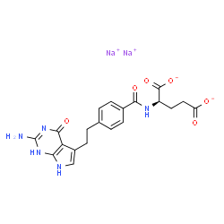 ChemSpider 2D Image | Disodium (2R)-2-({4-[2-(2-amino-4-oxo-4,7-dihydro-1H-pyrrolo[2,3-d]pyrimidin-5-yl)ethyl]benzoyl}amino)pentanedioate | C20H19N5Na2O6