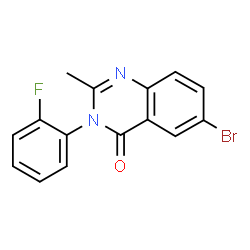 ChemSpider 2D Image | 6-Bromo-3-(2-fluorophenyl)-2-methyl-4(3H)-quinazolinone | C15H10BrFN2O