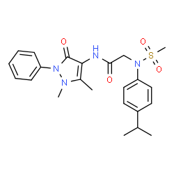 ChemSpider 2D Image | N-(1,5-Dimethyl-3-oxo-2-phenyl-2,3-dihydro-1H-pyrazol-4-yl)-N~2~-(4-isopropylphenyl)-N~2~-(methylsulfonyl)glycinamide | C23H28N4O4S