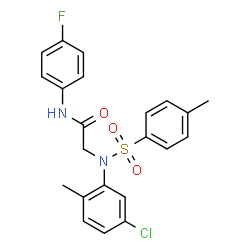 ChemSpider 2D Image | N~2~-(5-Chloro-2-methylphenyl)-N-(4-fluorophenyl)-N~2~-[(4-methylphenyl)sulfonyl]glycinamide | C22H20ClFN2O3S