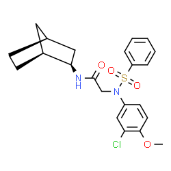 ChemSpider 2D Image | N-[(1S,2R,4S)-Bicyclo[2.2.1]hept-2-yl]-N~2~-(3-chloro-4-methoxyphenyl)-N~2~-(phenylsulfonyl)glycinamide | C22H25ClN2O4S