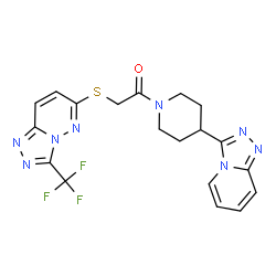 ChemSpider 2D Image | 1-[4-([1,2,4]Triazolo[4,3-a]pyridin-3-yl)-1-piperidinyl]-2-{[3-(trifluoromethyl)[1,2,4]triazolo[4,3-b]pyridazin-6-yl]sulfanyl}ethanone | C19H17F3N8OS
