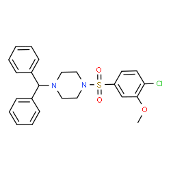 ChemSpider 2D Image | 1-[(4-Chloro-3-methoxyphenyl)sulfonyl]-4-(diphenylmethyl)piperazine | C24H25ClN2O3S