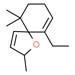 ChemSpider 2D Image | 6-Ethyl-2,10,10-trimethyl-1-oxaspiro[4.5]deca-3,6-diene | C14H22O