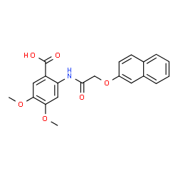 ChemSpider 2D Image | 4,5-Dimethoxy-2-{[(2-naphthyloxy)acetyl]amino}benzoic acid | C21H19NO6
