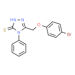 ChemSpider 2D Image | 5-[(4-bromophenoxy)methyl]-4-phenyl-4H-1,2,4-triazole-3-thiol | C15H12BrN3OS