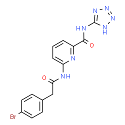 ChemSpider 2D Image | 6-{[(4-Bromophenyl)acetyl]amino}-N-(1H-tetrazol-5-yl)-2-pyridinecarboxamide | C15H12BrN7O2