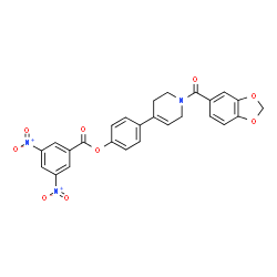 ChemSpider 2D Image | 4-[1-(1,3-Benzodioxol-5-ylcarbonyl)-1,2,3,6-tetrahydro-4-pyridinyl]phenyl 3,5-dinitrobenzoate | C26H19N3O9
