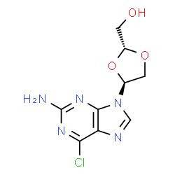 ChemSpider 2D Image | [(2R,4S)-4-(2-Amino-6-chloro-9H-purin-9-yl)-1,3-dioxolan-2-yl]methanol | C9H10ClN5O3