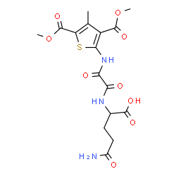 ChemSpider 2D Image | N~2~-[{[3,5-Bis(methoxycarbonyl)-4-methyl-2-thienyl]amino}(oxo)acetyl]glutamine | C16H19N3O9S