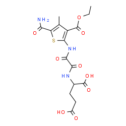 ChemSpider 2D Image | N-[{[5-Carbamoyl-3-(ethoxycarbonyl)-4-methyl-2-thienyl]amino}(oxo)acetyl]glutamic acid | C16H19N3O9S