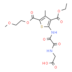 ChemSpider 2D Image | N-[({3-(Ethoxycarbonyl)-5-[(2-methoxyethoxy)carbonyl]-4-methyl-2-thienyl}amino)(oxo)acetyl]glycine | C16H20N2O9S