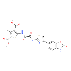 ChemSpider 2D Image | Dimethyl 3-methyl-5-[(oxo{[4-(2-oxo-2,3-dihydro-1,3-benzoxazol-6-yl)-1,3-thiazol-2-yl]amino}acetyl)amino]-2,4-thiophenedicarboxylate | C21H16N4O8S2