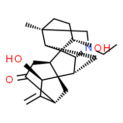 ChemSpider 2D Image | (1S,2R,5R,7R,8R,9R,10R,13R,17R)-11-Ethyl-7,16-dihydroxy-13-methyl-6-methylene-11-azahexacyclo[7.7.2.1~5,8~.0~1,10~.0~2,8~.0~13,17~]nonadecan-4-one | C22H31NO3