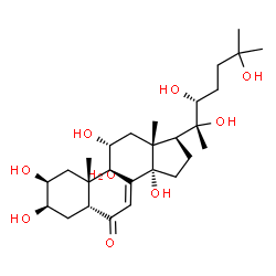 ChemSpider 2D Image | (2beta,3beta,5beta,11alpha,22R)-2,3,11,14,20,22,25-Heptahydroxycholest-7-en-6-one hydrate (1:1) | C27H46O9