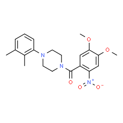 ChemSpider 2D Image | (4,5-Dimethoxy-2-nitrophenyl)[4-(2,3-dimethylphenyl)-1-piperazinyl]methanone | C21H25N3O5