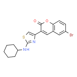 ChemSpider 2D Image | 6-Bromo-3-[2-(cyclohexylamino)-1,3-thiazol-4-yl]-2H-chromen-2-one | C18H17BrN2O2S