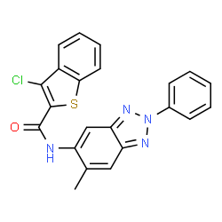 ChemSpider 2D Image | 3-Chloro-N-(6-methyl-2-phenyl-2H-benzotriazol-5-yl)-1-benzothiophene-2-carboxamide | C22H15ClN4OS