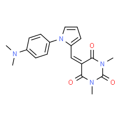 ChemSpider 2D Image | 5-({1-[4-(Dimethylamino)phenyl]-1H-pyrrol-2-yl}methylene)-1,3-dimethyl-2,4,6(1H,3H,5H)-pyrimidinetrione | C19H20N4O3