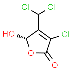 ChemSpider 2D Image | (5S)-3-Chloro-4-(dichloromethyl)-5-hydroxy-2(5H)-furanone | C5H3Cl3O3