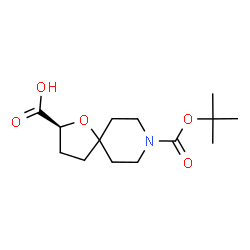 ChemSpider 2D Image | (2S)-8-{[(2-Methyl-2-propanyl)oxy]carbonyl}-1-oxa-8-azaspiro[4.5]decane-2-carboxylic acid | C14H23NO5