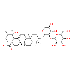 ChemSpider 2D Image | (3beta,20beta)-3-{[2-O-(beta-D-Glucopyranosyl)-D-xylopyranosyl]oxy}-19-hydroxyurs-12-en-28-oic acid | C41H66O13