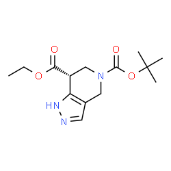 ChemSpider 2D Image | 7-Ethyl 5-(2-methyl-2-propanyl) (7R)-1,4,6,7-tetrahydro-5H-pyrazolo[4,3-c]pyridine-5,7-dicarboxylate | C14H21N3O4