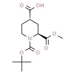 ChemSpider 2D Image | (2S,4S)-2-(Methoxycarbonyl)-1-{[(2-methyl-2-propanyl)oxy]carbonyl}-4-piperidinecarboxylic acid | C13H21NO6