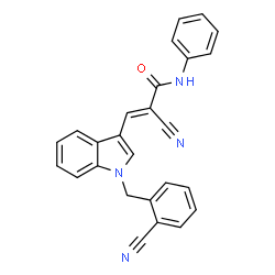 ChemSpider 2D Image | (2E)-2-Cyano-3-[1-(2-cyanobenzyl)-1H-indol-3-yl]-N-phenylacrylamide | C26H18N4O