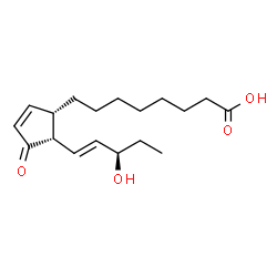 ChemSpider 2D Image | 8-{(1S,5S)-5-[(1E,3R)-3-Hydroxy-1-penten-1-yl]-4-oxo-2-cyclopenten-1-yl}octanoic acid | C18H28O4