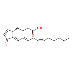 ChemSpider 2D Image | 4-{(1S,5E)-4-Oxo-5-[(2E,5Z)-2,5-undecadien-1-ylidene]-2-cyclopenten-1-yl}butanoic acid | C20H28O3