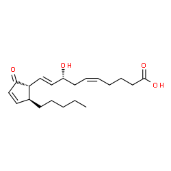 ChemSpider 2D Image | (5Z,8R,9E)-8-Hydroxy-10-[(1R,5S)-2-oxo-5-pentyl-3-cyclopenten-1-yl]-5,9-decadienoic acid | C20H30O4