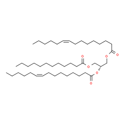 ChemSpider 2D Image | 3-(Dodecanoyloxy)-1,2-propanediyl (9Z,9'Z)bis(-9-pentadecenoate) | C45H82O6