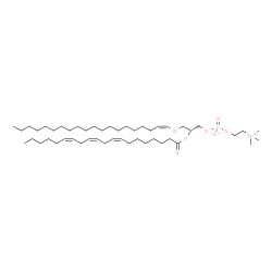 ChemSpider 2D Image | (2R)-2-[(8Z,11Z,14Z)-8,11,14-Icosatrienoyloxy]-3-[(1Z)-1-icosen-1-yloxy]propyl 2-(trimethylammonio)ethyl phosphate | C48H90NO7P