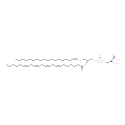ChemSpider 2D Image | O-[{(2R)-2-[(7Z,10Z,13Z,16Z)-7,10,13,16-Docosatetraenoyloxy]-3-[(1Z)-1-octadecen-1-yloxy]propoxy}(hydroxy)phosphoryl]-L-serine | C46H82NO9P