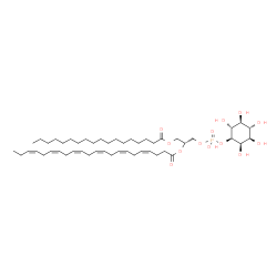 ChemSpider 2D Image | (2R)-1-[(Hydroxy{[(1S,2R,3R,4S,5S,6R)-2,3,4,5,6-pentahydroxycyclohexyl]oxy}phosphoryl)oxy]-3-(stearoyloxy)-2-propanyl (4Z,7Z,10Z,13Z,16Z,19Z)-4,7,10,13,16,19-docosahexaenoate | C49H83O13P
