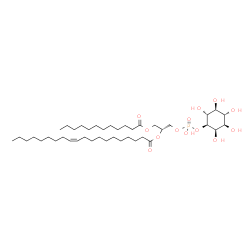 ChemSpider 2D Image | (2R)-1-(Dodecanoyloxy)-3-[(hydroxy{[(1S,2R,3R,4S,5S,6R)-2,3,4,5,6-pentahydroxycyclohexyl]oxy}phosphoryl)oxy]-2-propanyl (11Z)-11-icosenoate | C41H77O13P