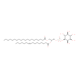 ChemSpider 2D Image | (2R)-2-[(9Z)-9-Hexadecenoyloxy]-3-[(hydroxy{[(1S,2R,3R,4S,5S,6R)-2,3,4,5,6-pentahydroxycyclohexyl]oxy}phosphoryl)oxy]propyl icosanoate | C45H85O13P