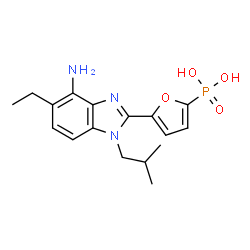 ChemSpider 2D Image | [5-(4-Amino-5-ethyl-1-isobutyl-1H-benzimidazol-2-yl)-2-furyl]phosphonic acid | C17H22N3O4P