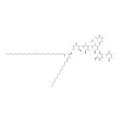 ChemSpider 2D Image | N-[(2S,3R,4E)-1-{[6-Deoxy-alpha-D-altropyranosyl-(1->3)-[6-deoxy-alpha-D-altropyranosyl-(1->2)-beta-D-galactopyranosyl-(1->4)]-2-acetamido-2-deoxy-beta-D-glucopyranosyl-(1->3)-beta-D-galactopyranosyl-
(1->4)-beta-D-glucopyranosyl]oxy}-3-hydroxy-4-octadecen-2-yl]hexacosanamide | C82H150N2O31