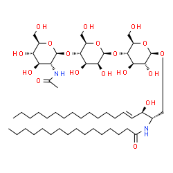 ChemSpider 2D Image | N-[(2S,3R,4E)-1-{[2-Acetamido-2-deoxy-beta-D-glucopyranosyl-(1->4)-beta-D-mannopyranosyl-(1->4)-beta-D-glucopyranosyl]oxy}-3-hydroxy-4-octadecen-2-yl]hexadecanamide | C54H100N2O18