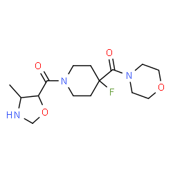ChemSpider 2D Image | {4-Fluoro-1-[(4-methyl-1,3-oxazolidin-5-yl)carbonyl]-4-piperidinyl}(4-morpholinyl)methanone | C15H24FN3O4