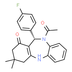 ChemSpider 2D Image | (11S)-10-Acetyl-11-(4-fluorophenyl)-3,3-dimethyl-2,3,4,5,10,11-hexahydro-1H-dibenzo[b,e][1,4]diazepin-1-one | C23H23FN2O2