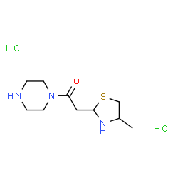 ChemSpider 2D Image | 2-(4-Methyl-1,3-thiazolidin-2-yl)-1-(1-piperazinyl)ethanone dihydrochloride | C10H21Cl2N3OS