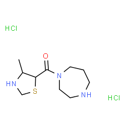 ChemSpider 2D Image | 1,4-Diazepan-1-yl(4-methyl-1,3-thiazolidin-5-yl)methanone dihydrochloride | C10H21Cl2N3OS