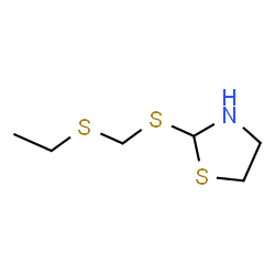 ChemSpider 2D Image | 2-{[(Ethylsulfanyl)methyl]sulfanyl}-1,3-thiazolidine | C6H13NS3