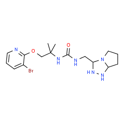ChemSpider 2D Image | 1-{1-[(3-Bromo-2-pyridinyl)oxy]-2-methyl-2-propanyl}-3-(hexahydro-1H-pyrrolo[2,1-c][1,2,4]triazol-3-ylmethyl)urea | C16H25BrN6O2