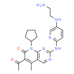 ChemSpider 2D Image | 6-Acetyl-2-({5-[(2-aminoethyl)amino]-2-pyridinyl}amino)-8-cyclopentyl-5-methylpyrido[2,3-d]pyrimidin-7(8H)-one | C22H27N7O2
