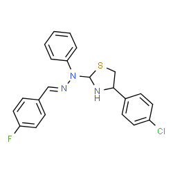 ChemSpider 2D Image | 4-(4-Chlorophenyl)-2-[(2E)-2-(4-fluorobenzylidene)-1-phenylhydrazino]-1,3-thiazolidine | C22H19ClFN3S